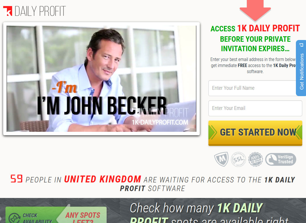 1K Daily Profit Website Screenshot