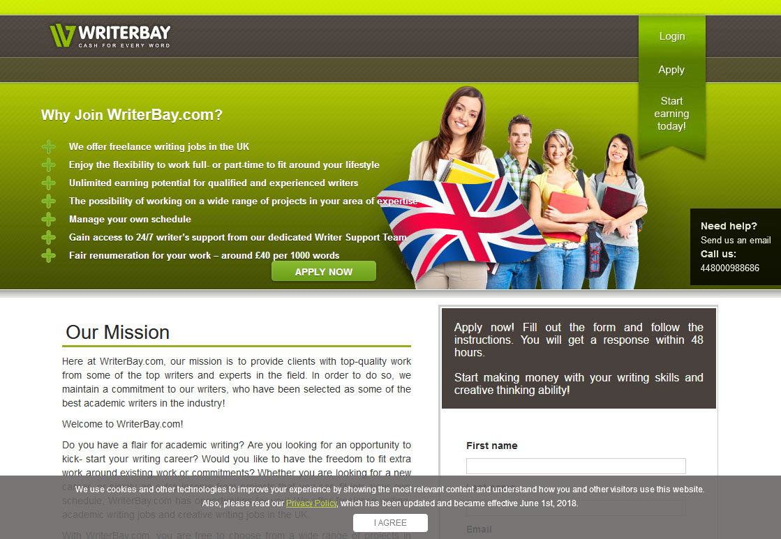 WriterBay Website Screenshot