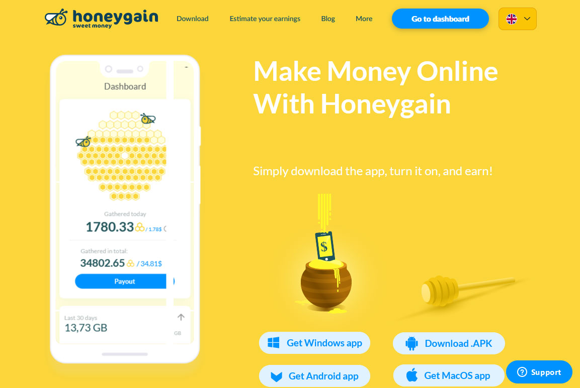 HoneyGain Website Screenshot